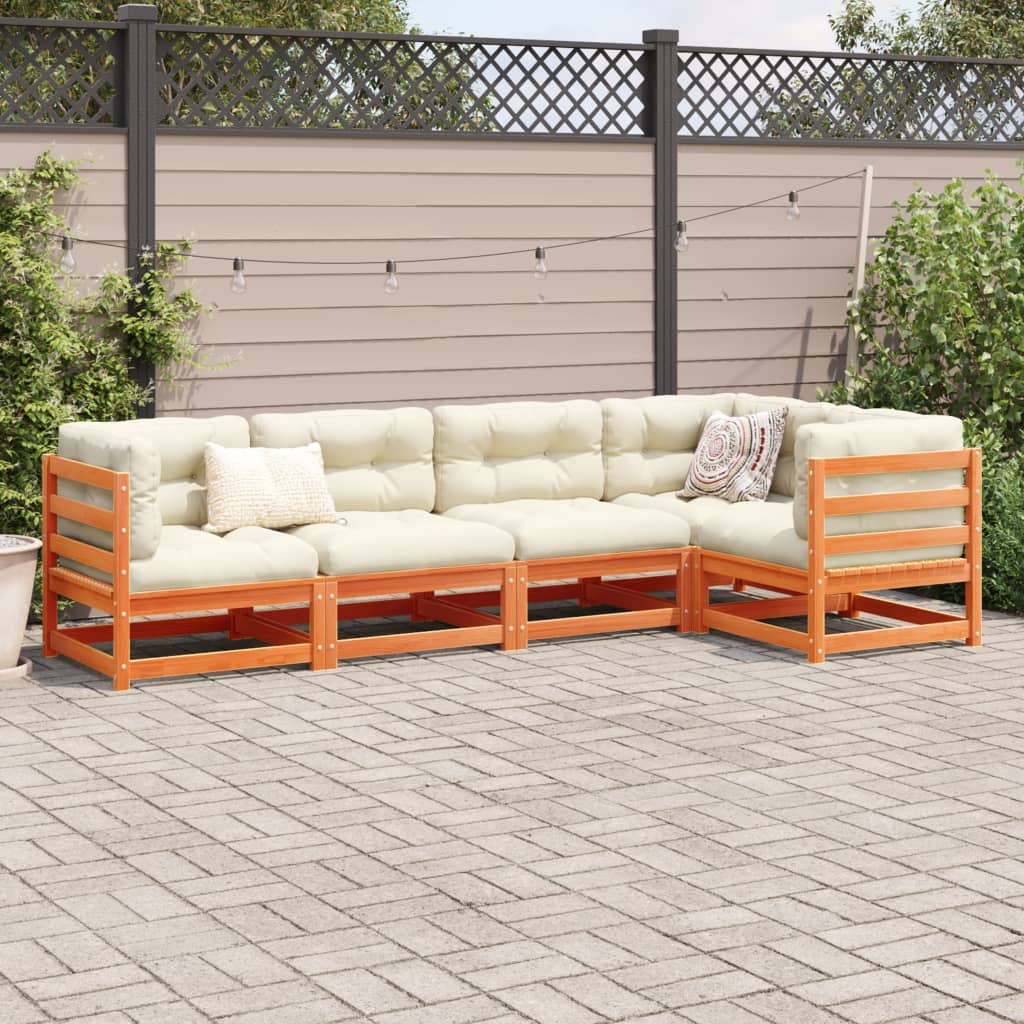 5-delige Loungeset massief grenenhout wasbruin Tuinsets | Creëer jouw Trendy Thuis | Gratis bezorgd & Retour | Trendy.nl