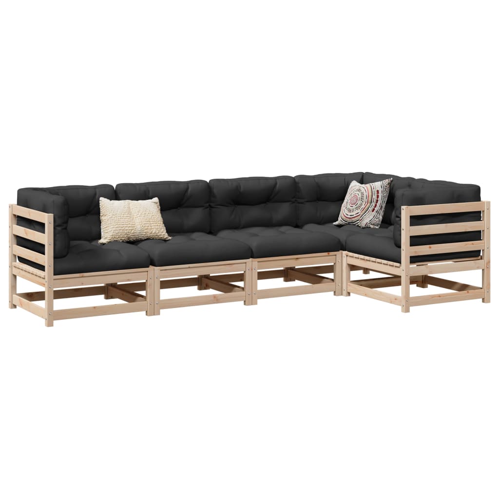 5-delige Loungeset met kussens massief grenenhout Tuinsets | Creëer jouw Trendy Thuis | Gratis bezorgd & Retour | Trendy.nl