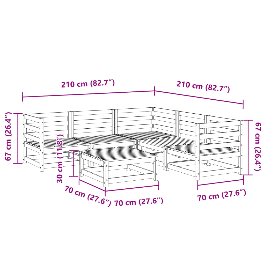 6-delige Loungeset massief grenenhout wasbruin Tuinsets | Creëer jouw Trendy Thuis | Gratis bezorgd & Retour | Trendy.nl