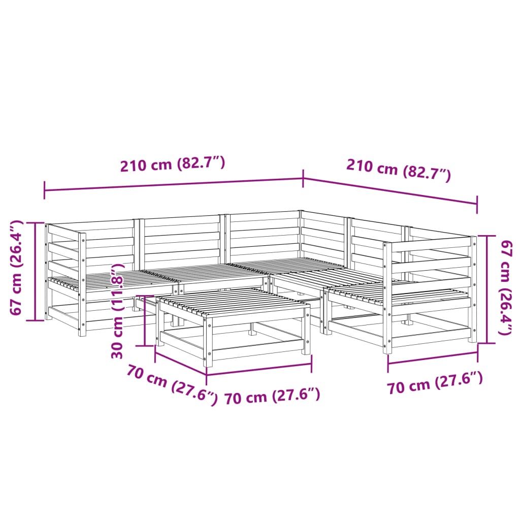 6-delige Loungeset massief douglas vurenhout Tuinsets | Creëer jouw Trendy Thuis | Gratis bezorgd & Retour | Trendy.nl