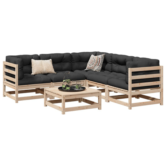 6-delige Loungeset met kussens massief grenenhout Tuinsets | Creëer jouw Trendy Thuis | Gratis bezorgd & Retour | Trendy.nl