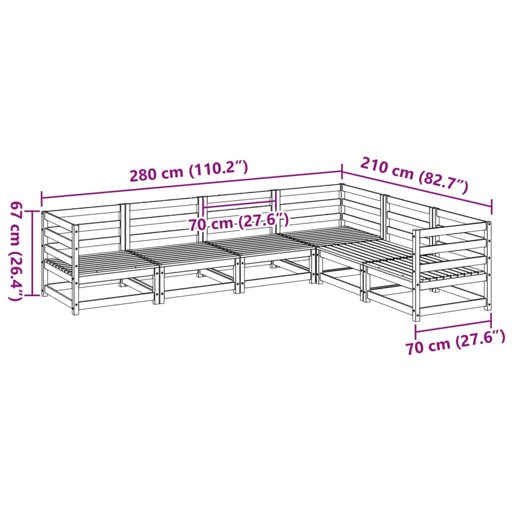 6-delige Loungeset massief grenenhout wasbruin Tuinsets | Creëer jouw Trendy Thuis | Gratis bezorgd & Retour | Trendy.nl