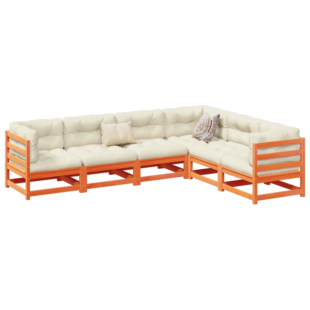 6-delige Loungeset massief grenenhout wasbruin Tuinsets | Creëer jouw Trendy Thuis | Gratis bezorgd & Retour | Trendy.nl