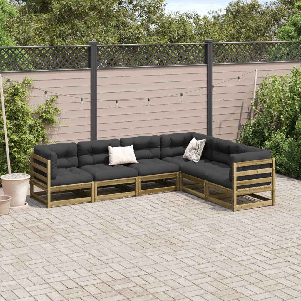 6-delige Loungeset geïmpregneerd grenenhout Tuinsets | Creëer jouw Trendy Thuis | Gratis bezorgd & Retour | Trendy.nl