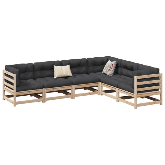 6-delige Loungeset met kussens massief grenenhout Tuinsets | Creëer jouw Trendy Thuis | Gratis bezorgd & Retour | Trendy.nl