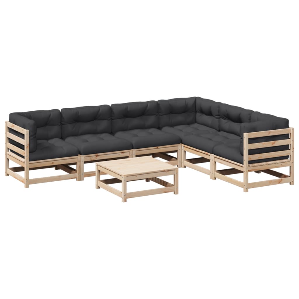 7-delige Loungeset met kussens massief grenenhout Tuinsets | Creëer jouw Trendy Thuis | Gratis bezorgd & Retour | Trendy.nl