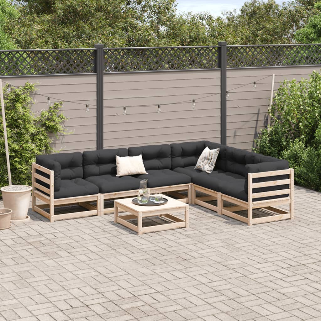 7-delige Loungeset met kussens massief grenenhout Tuinsets | Creëer jouw Trendy Thuis | Gratis bezorgd & Retour | Trendy.nl