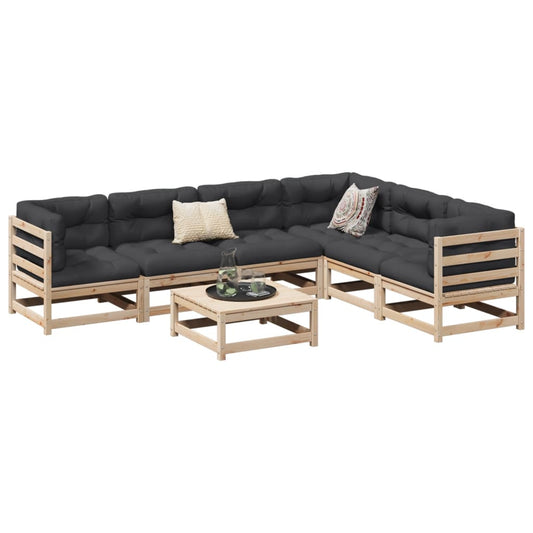 7-delige Loungeset met kussens massief grenenhout Tuinsets | Creëer jouw Trendy Thuis | Gratis bezorgd & Retour | Trendy.nl