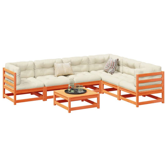 7-delige Loungeset met kussens massief grenenhout wasbruin Tuinsets | Creëer jouw Trendy Thuis | Gratis bezorgd & Retour | Trendy.nl