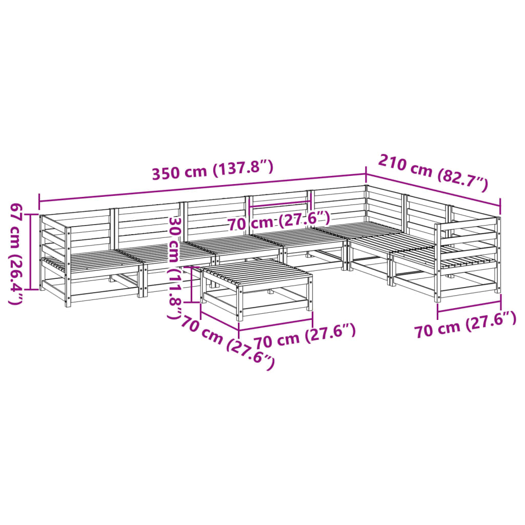 8-delige Loungeset massief grenenhout Tuinsets | Creëer jouw Trendy Thuis | Gratis bezorgd & Retour | Trendy.nl