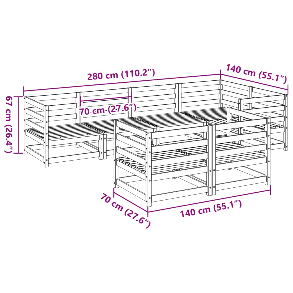 7-delige Loungeset massief douglas vurenhout Tuinsets | Creëer jouw Trendy Thuis | Gratis bezorgd & Retour | Trendy.nl