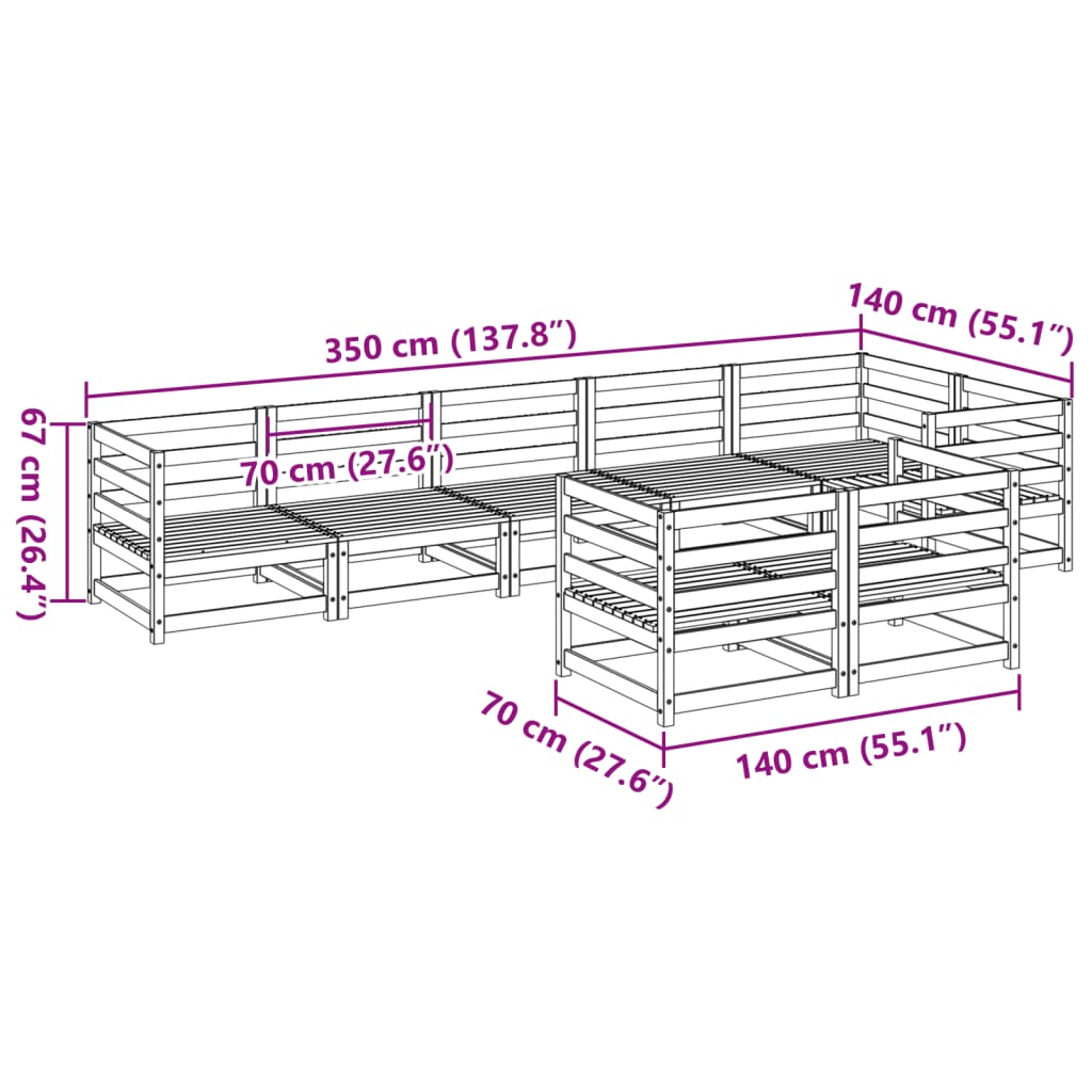 8-delige Loungeset massief grenenhout wasbruin Tuinsets | Creëer jouw Trendy Thuis | Gratis bezorgd & Retour | Trendy.nl