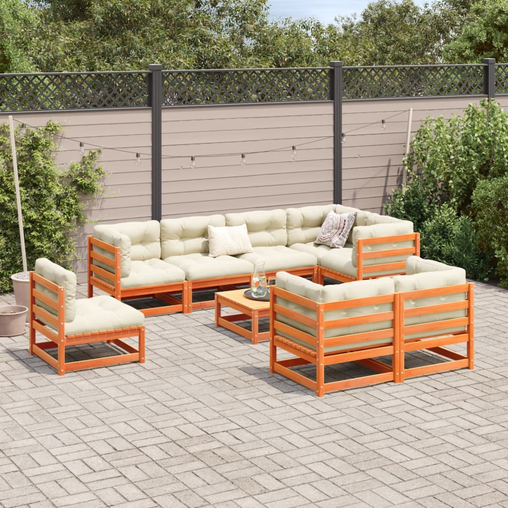 9-delige Loungeset massief grenenhout wasbruin Tuinsets | Creëer jouw Trendy Thuis | Gratis bezorgd & Retour | Trendy.nl