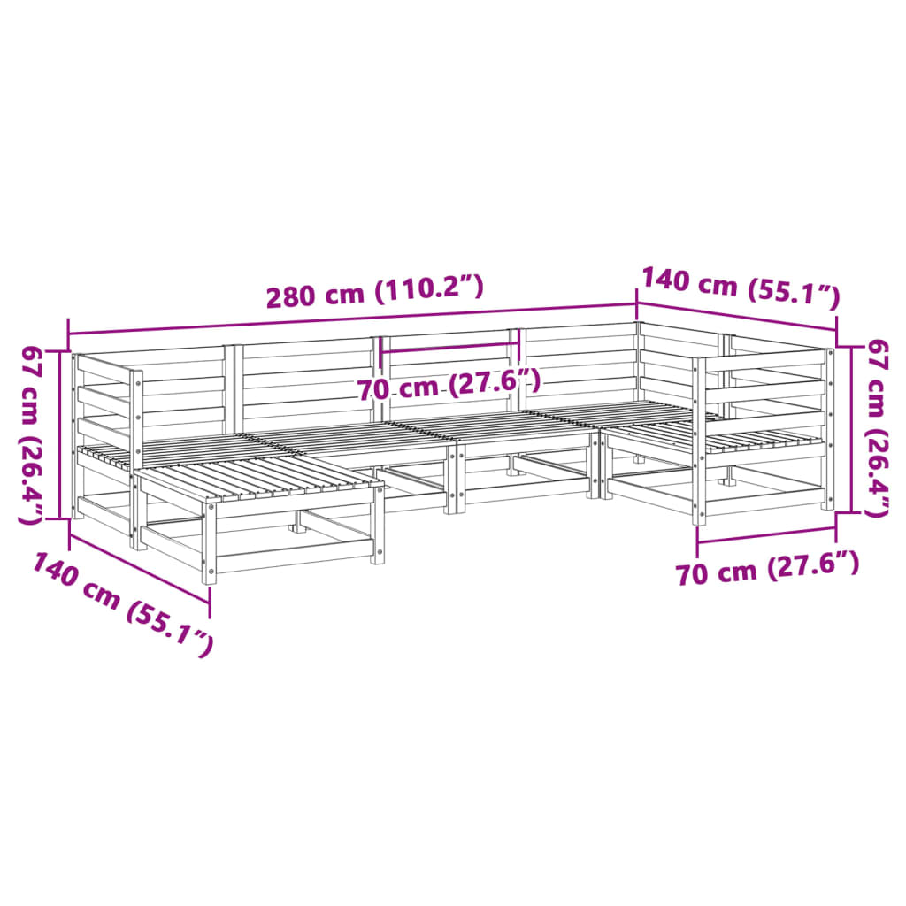 6-delige Loungeset massief grenenhout wasbruin Tuinsets | Creëer jouw Trendy Thuis | Gratis bezorgd & Retour | Trendy.nl