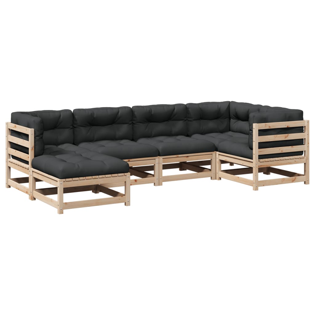 6-delige Loungeset met kussens massief grenenhout Tuinsets | Creëer jouw Trendy Thuis | Gratis bezorgd & Retour | Trendy.nl