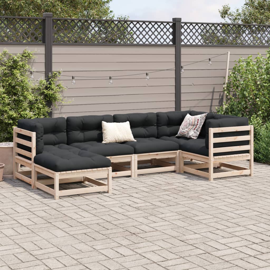 6-delige Loungeset met kussens massief grenenhout Tuinsets | Creëer jouw Trendy Thuis | Gratis bezorgd & Retour | Trendy.nl