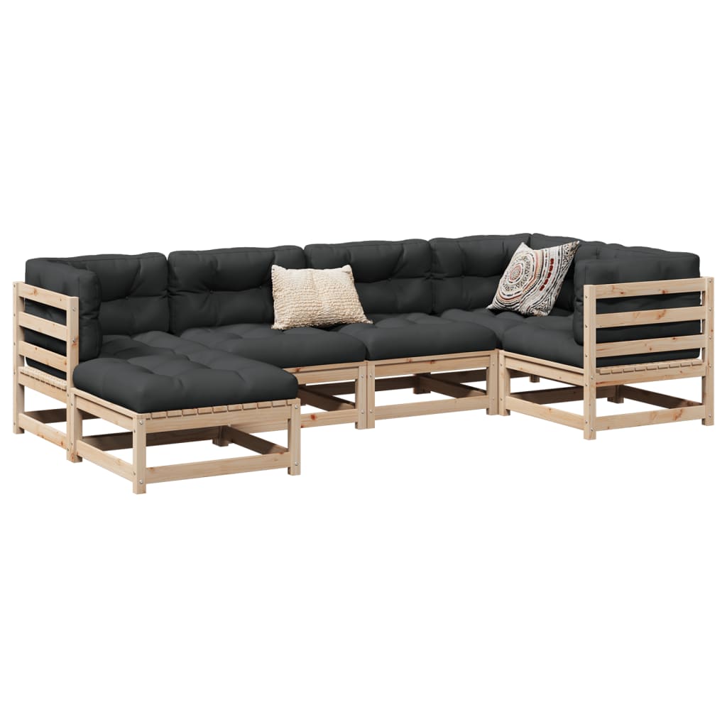 6-delige Loungeset met kussens massief grenenhout Tuinsets | Creëer jouw Trendy Thuis | Gratis bezorgd & Retour | Trendy.nl