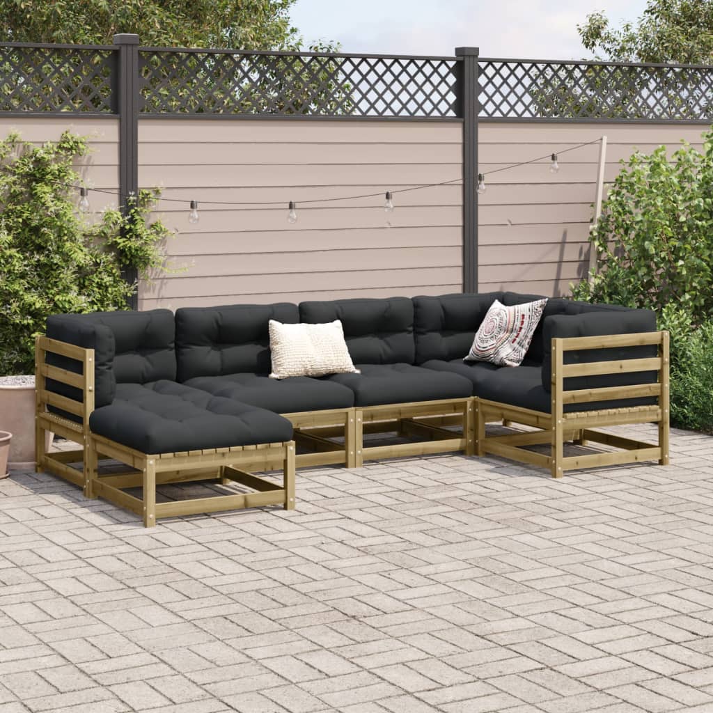 6-delige Loungeset met kussens geïmpregneerd grenenhout Tuinsets | Creëer jouw Trendy Thuis | Gratis bezorgd & Retour | Trendy.nl