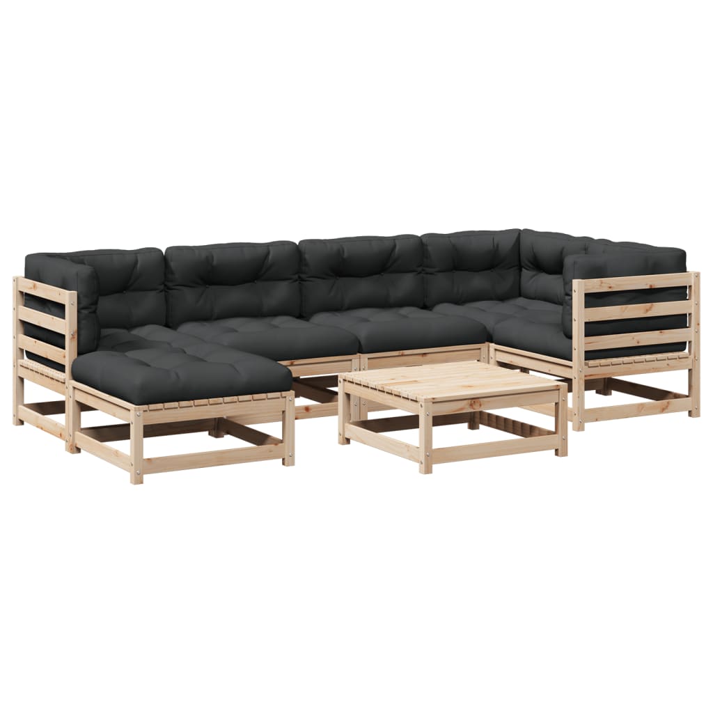 7-delige Loungeset met kussens massief grenenhout Tuinsets | Creëer jouw Trendy Thuis | Gratis bezorgd & Retour | Trendy.nl