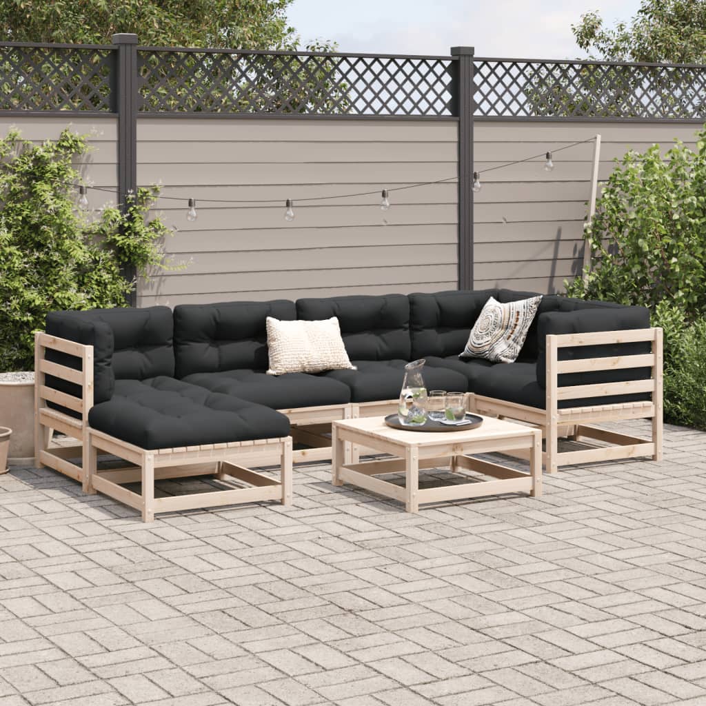 7-delige Loungeset met kussens massief grenenhout Tuinsets | Creëer jouw Trendy Thuis | Gratis bezorgd & Retour | Trendy.nl