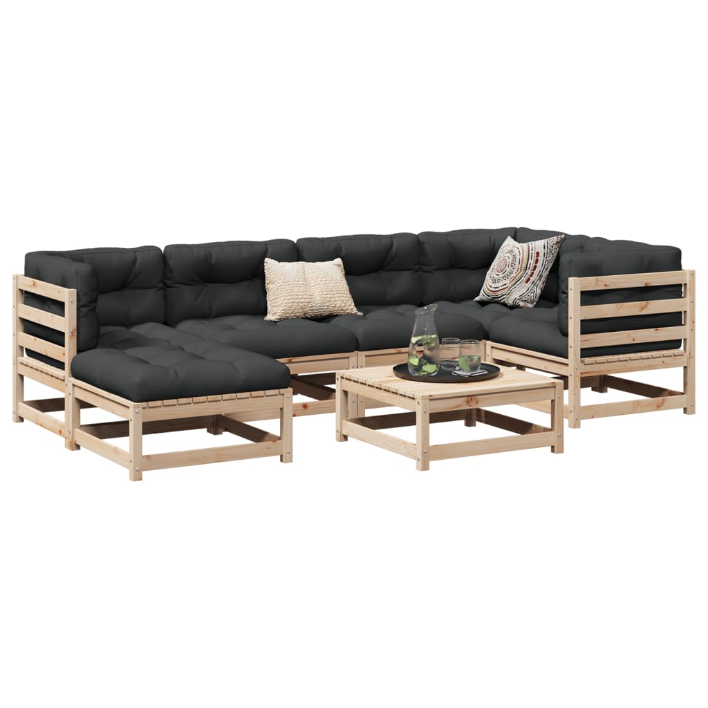 7-delige Loungeset met kussens massief grenenhout Tuinsets | Creëer jouw Trendy Thuis | Gratis bezorgd & Retour | Trendy.nl