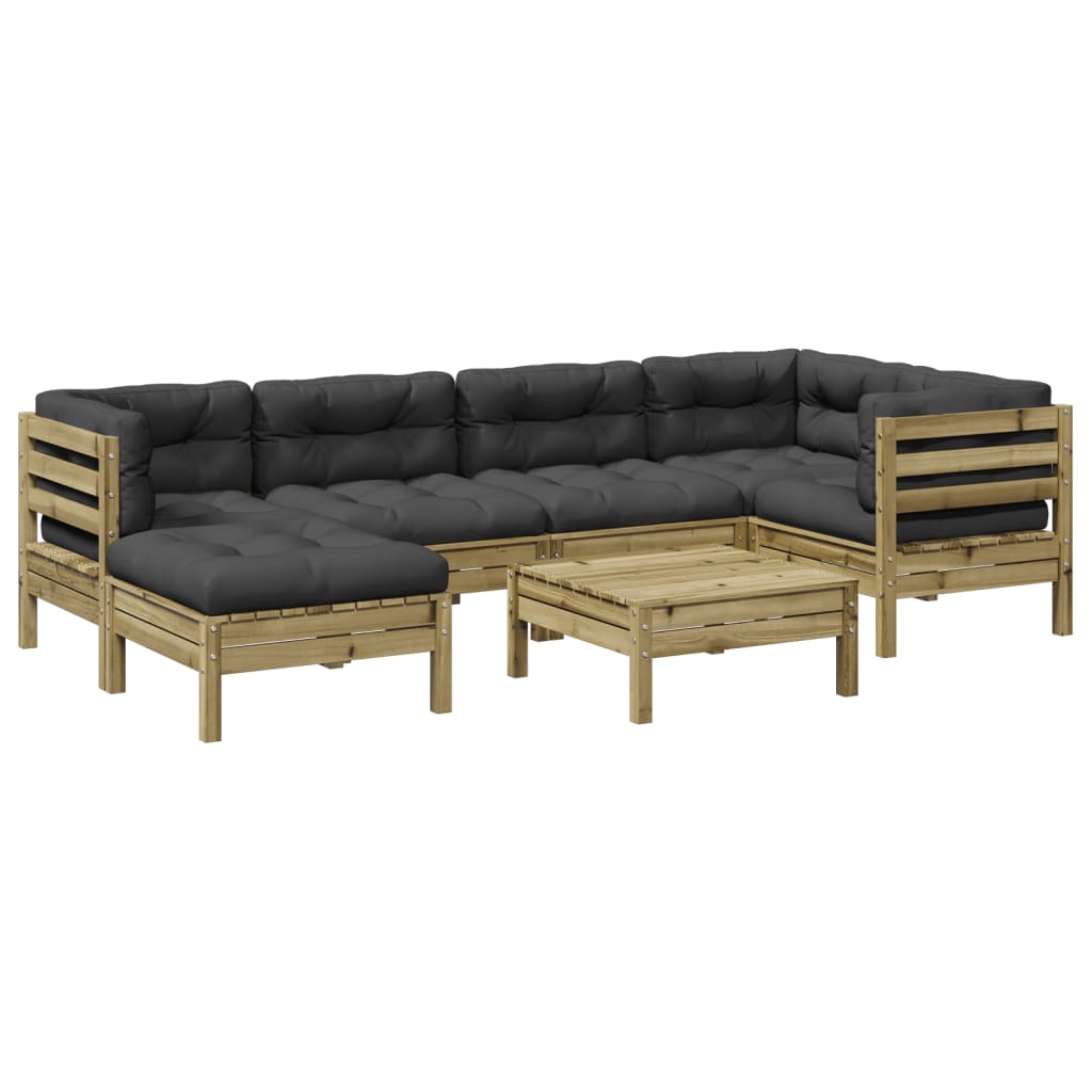 7-delige Loungeset met kussens geïmpregneerd grenenhout Tuinsets | Creëer jouw Trendy Thuis | Gratis bezorgd & Retour | Trendy.nl