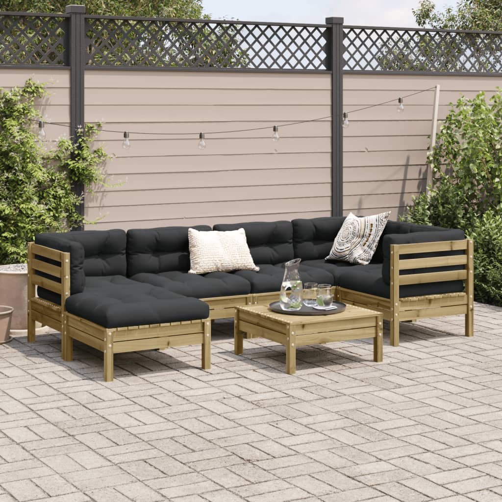 7-delige Loungeset met kussens geïmpregneerd grenenhout Tuinsets | Creëer jouw Trendy Thuis | Gratis bezorgd & Retour | Trendy.nl