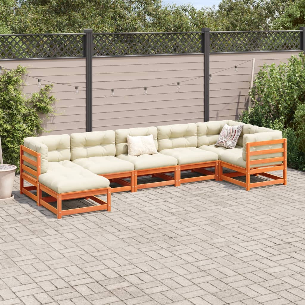 7-delige Loungeset massief grenenhout wasbruin Tuinsets | Creëer jouw Trendy Thuis | Gratis bezorgd & Retour | Trendy.nl