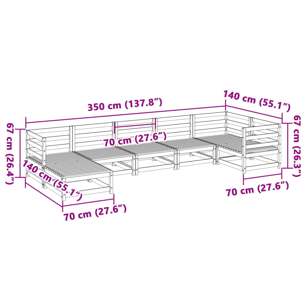 7-delige Loungeset massief grenenhout wasbruin Tuinsets | Creëer jouw Trendy Thuis | Gratis bezorgd & Retour | Trendy.nl