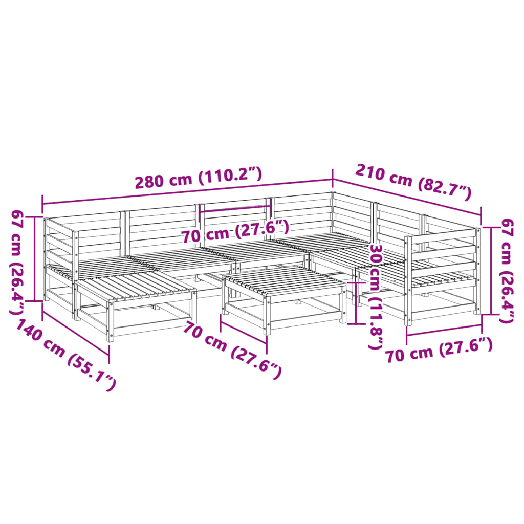 8-delige Loungeset massief douglas vurenhout Tuinsets | Creëer jouw Trendy Thuis | Gratis bezorgd & Retour | Trendy.nl