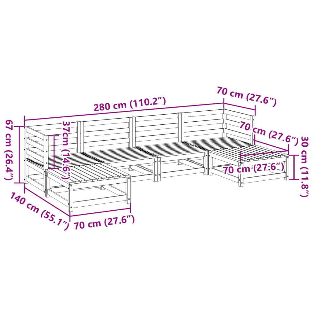 6-delige Loungeset massief grenenhout Tuinsets | Creëer jouw Trendy Thuis | Gratis bezorgd & Retour | Trendy.nl