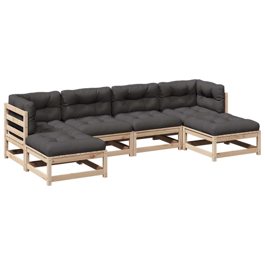 6-delige Loungeset met kussens massief grenenhout Tuinsets | Creëer jouw Trendy Thuis | Gratis bezorgd & Retour | Trendy.nl