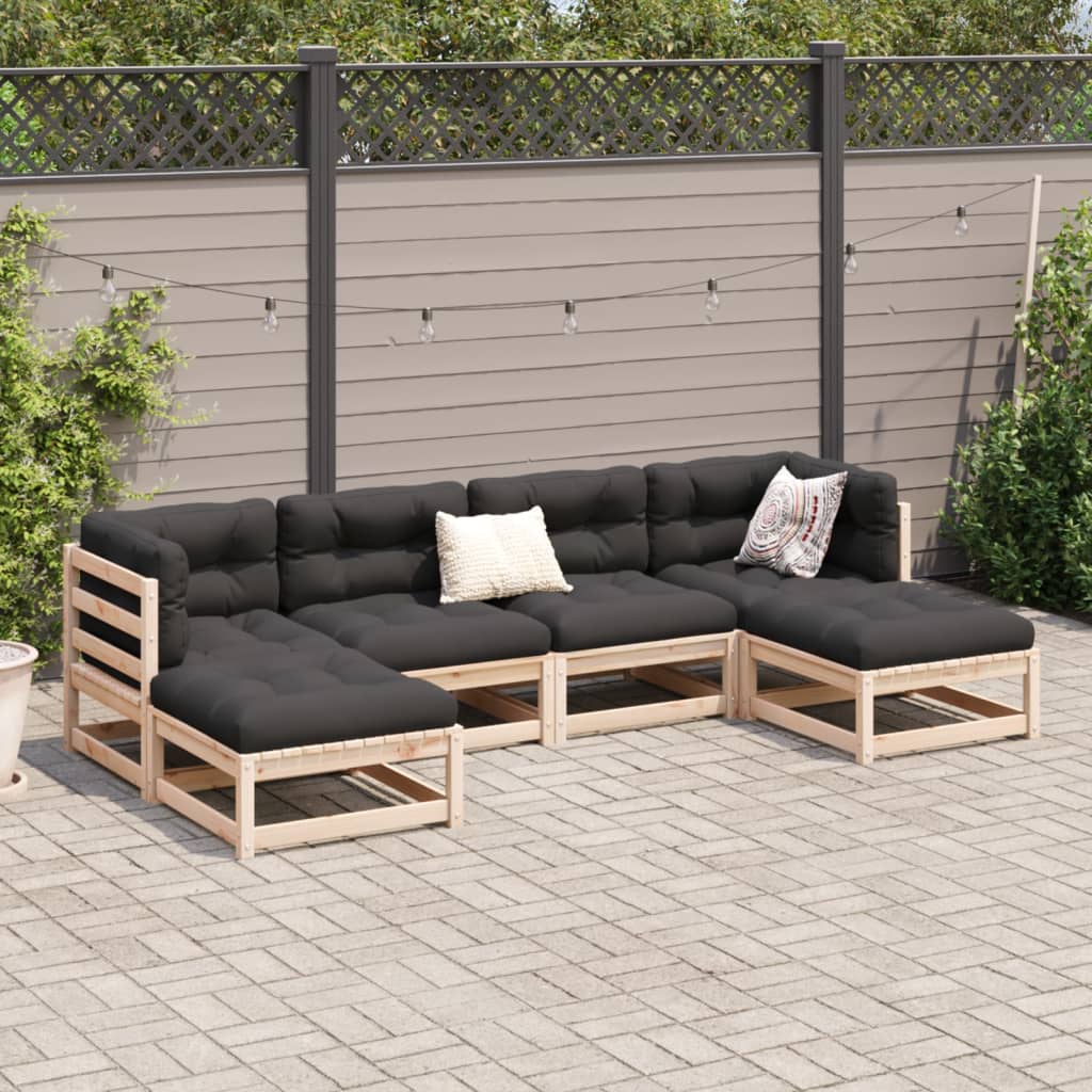 6-delige Loungeset met kussens massief grenenhout Tuinsets | Creëer jouw Trendy Thuis | Gratis bezorgd & Retour | Trendy.nl