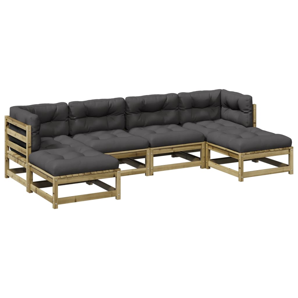 6-delige Loungeset met kussens geïmpregneerd grenenhout Tuinsets | Creëer jouw Trendy Thuis | Gratis bezorgd & Retour | Trendy.nl