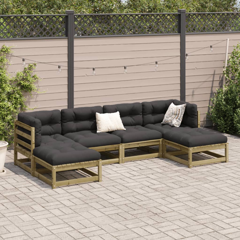 6-delige Loungeset met kussens geïmpregneerd grenenhout Tuinsets | Creëer jouw Trendy Thuis | Gratis bezorgd & Retour | Trendy.nl