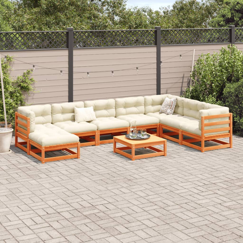 9-delige Loungeset massief grenenhout wasbruin Tuinsets | Creëer jouw Trendy Thuis | Gratis bezorgd & Retour | Trendy.nl