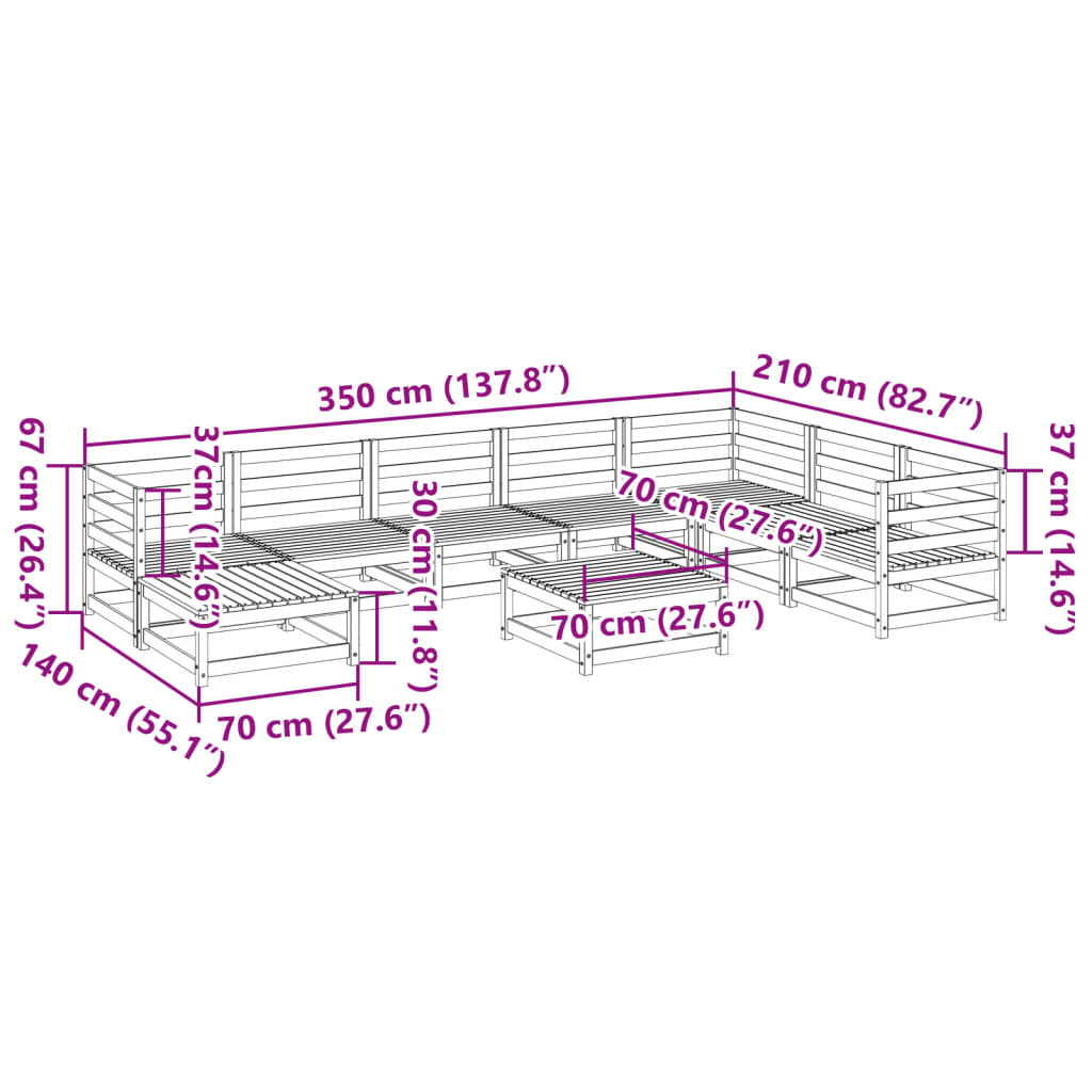 9-delige Loungeset massief grenenhout wasbruin Tuinsets | Creëer jouw Trendy Thuis | Gratis bezorgd & Retour | Trendy.nl