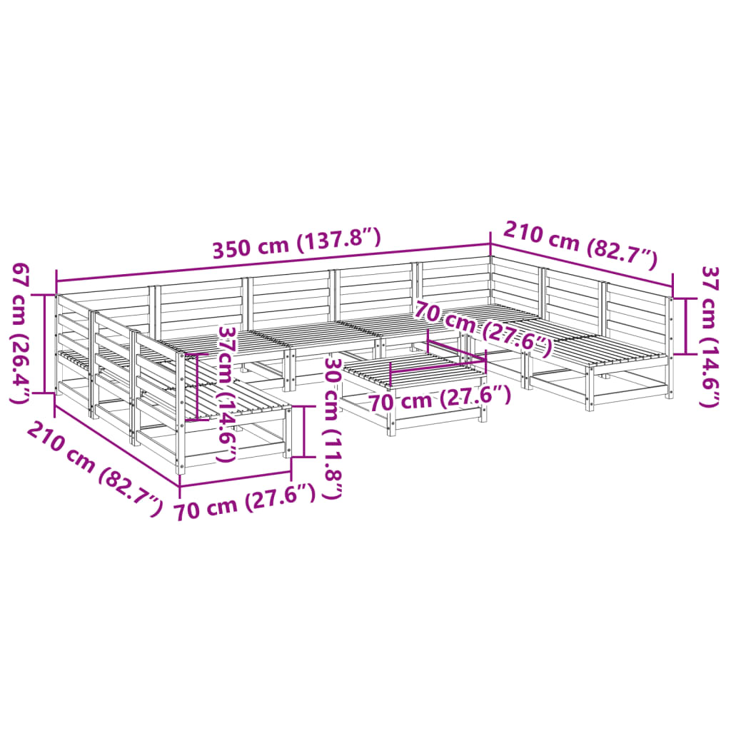 10-delige Loungeset massief grenenhout Tuinsets | Creëer jouw Trendy Thuis | Gratis bezorgd & Retour | Trendy.nl