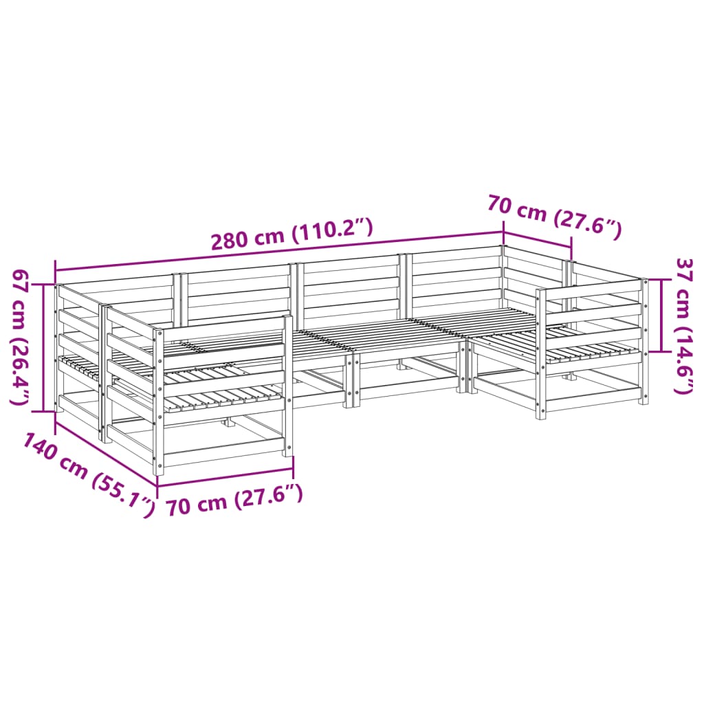 6-delige Loungeset massief douglas vurenhout Tuinsets | Creëer jouw Trendy Thuis | Gratis bezorgd & Retour | Trendy.nl