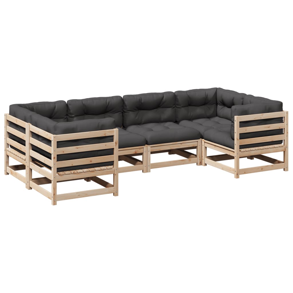 6-delige Loungeset met kussens massief grenenhout Tuinsets | Creëer jouw Trendy Thuis | Gratis bezorgd & Retour | Trendy.nl