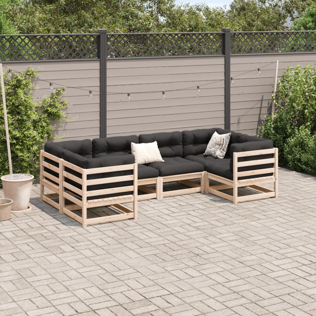 6-delige Loungeset met kussens massief grenenhout Tuinsets | Creëer jouw Trendy Thuis | Gratis bezorgd & Retour | Trendy.nl