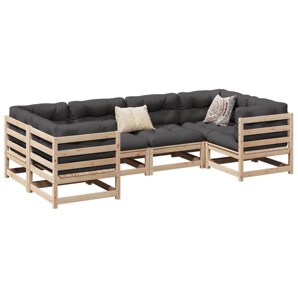 6-delige Loungeset met kussens massief grenenhout Tuinsets | Creëer jouw Trendy Thuis | Gratis bezorgd & Retour | Trendy.nl