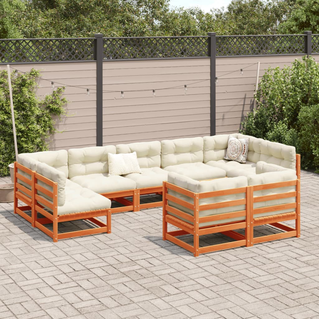 9-delige Loungeset massief grenenhout wasbruin Tuinsets | Creëer jouw Trendy Thuis | Gratis bezorgd & Retour | Trendy.nl