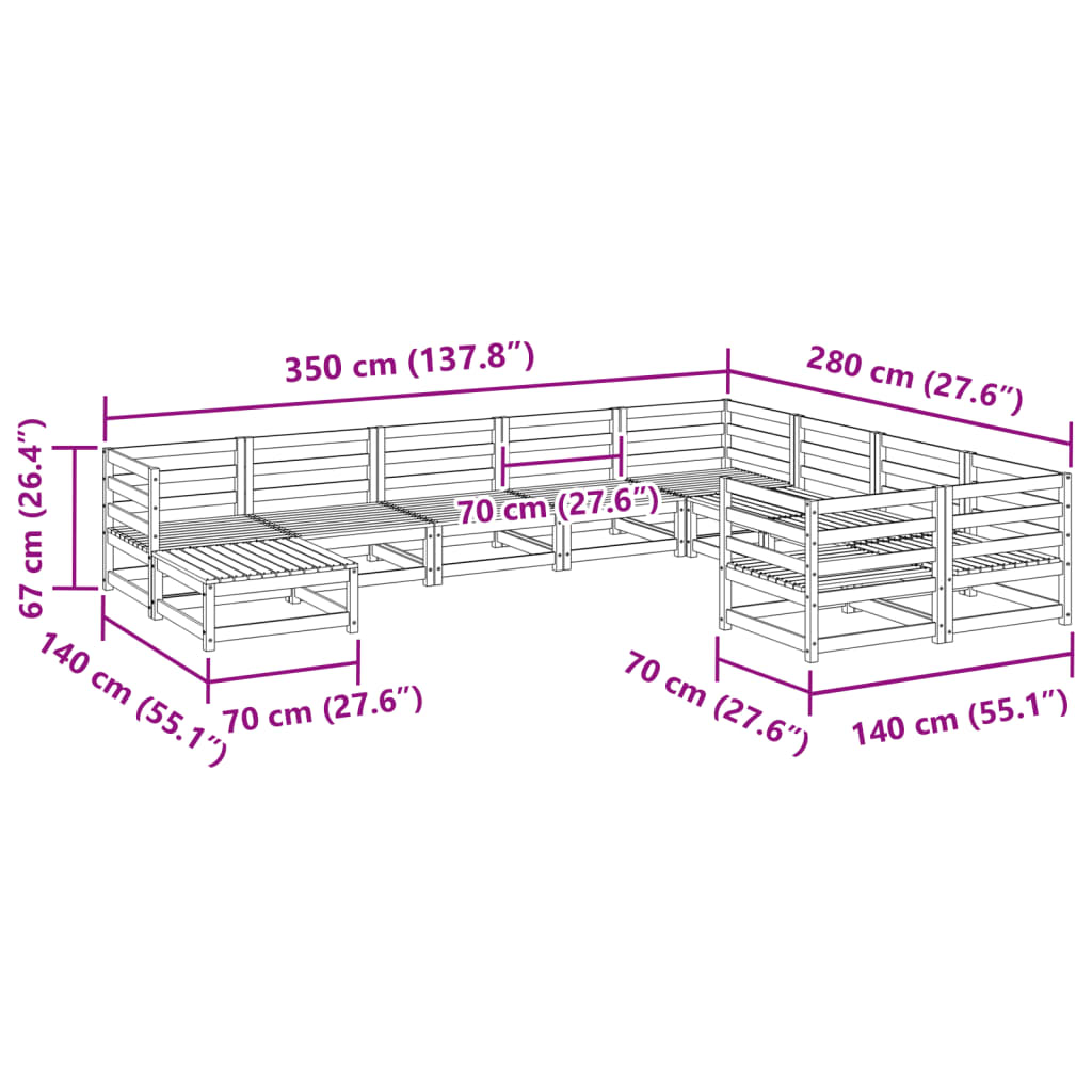 10-delige Loungeset geïmpregneerd grenenhout Tuinsets | Creëer jouw Trendy Thuis | Gratis bezorgd & Retour | Trendy.nl