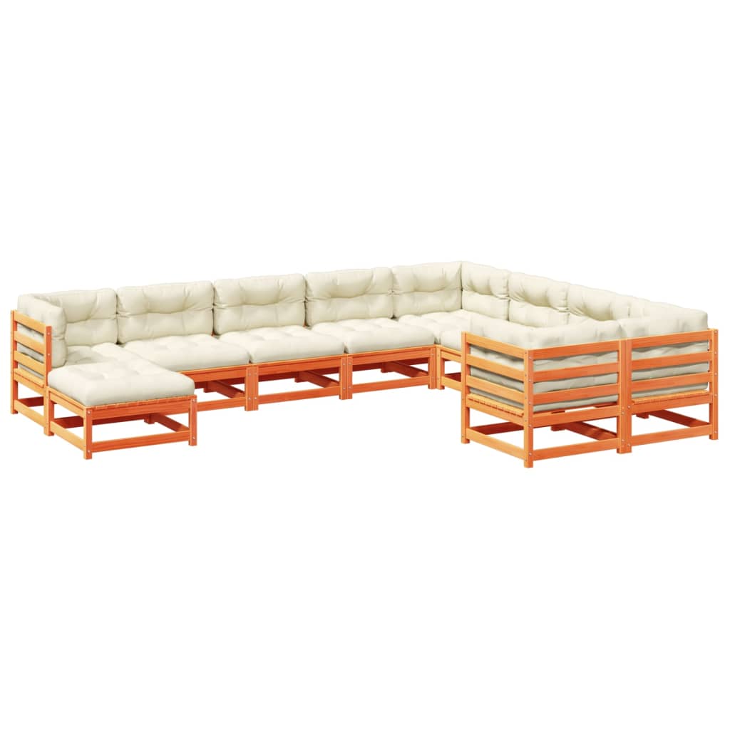 10-delige Loungeset met kussens massief grenenhout wasbruin Tuinsets | Creëer jouw Trendy Thuis | Gratis bezorgd & Retour | Trendy.nl