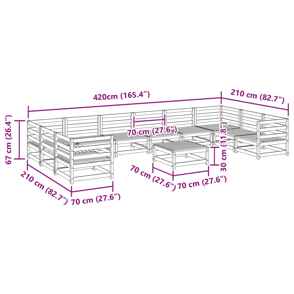 11-delige Loungeset massief grenenhout Tuinsets | Creëer jouw Trendy Thuis | Gratis bezorgd & Retour | Trendy.nl