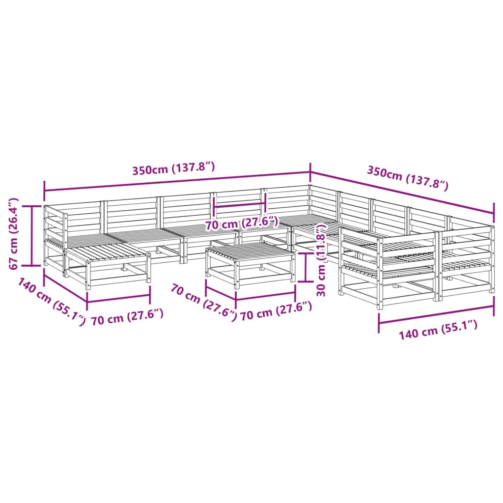 12-delige Loungeset massief grenenhout Tuinsets | Creëer jouw Trendy Thuis | Gratis bezorgd & Retour | Trendy.nl