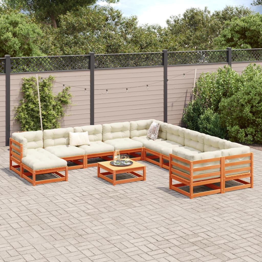 12-delige Loungeset massief grenenhout wasbruin Tuinsets | Creëer jouw Trendy Thuis | Gratis bezorgd & Retour | Trendy.nl