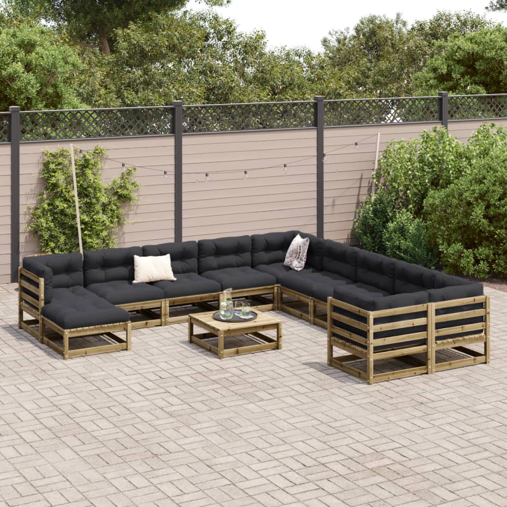 12-delige Loungeset geïmpregneerd grenenhout Tuinsets | Creëer jouw Trendy Thuis | Gratis bezorgd & Retour | Trendy.nl