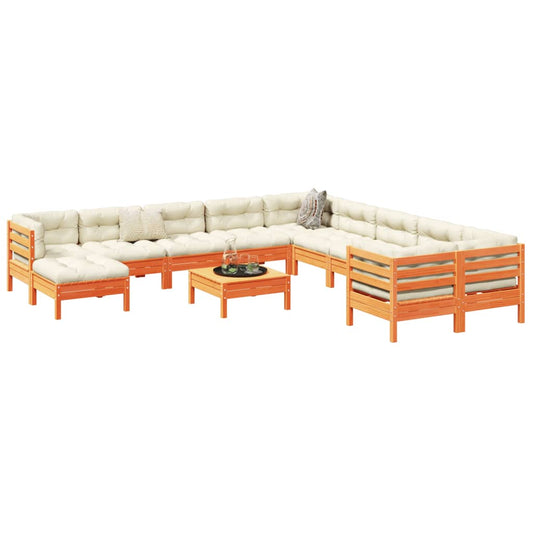 12-delige Loungeset met kussens massief grenenhout wasbruin Tuinsets | Creëer jouw Trendy Thuis | Gratis bezorgd & Retour | Trendy.nl